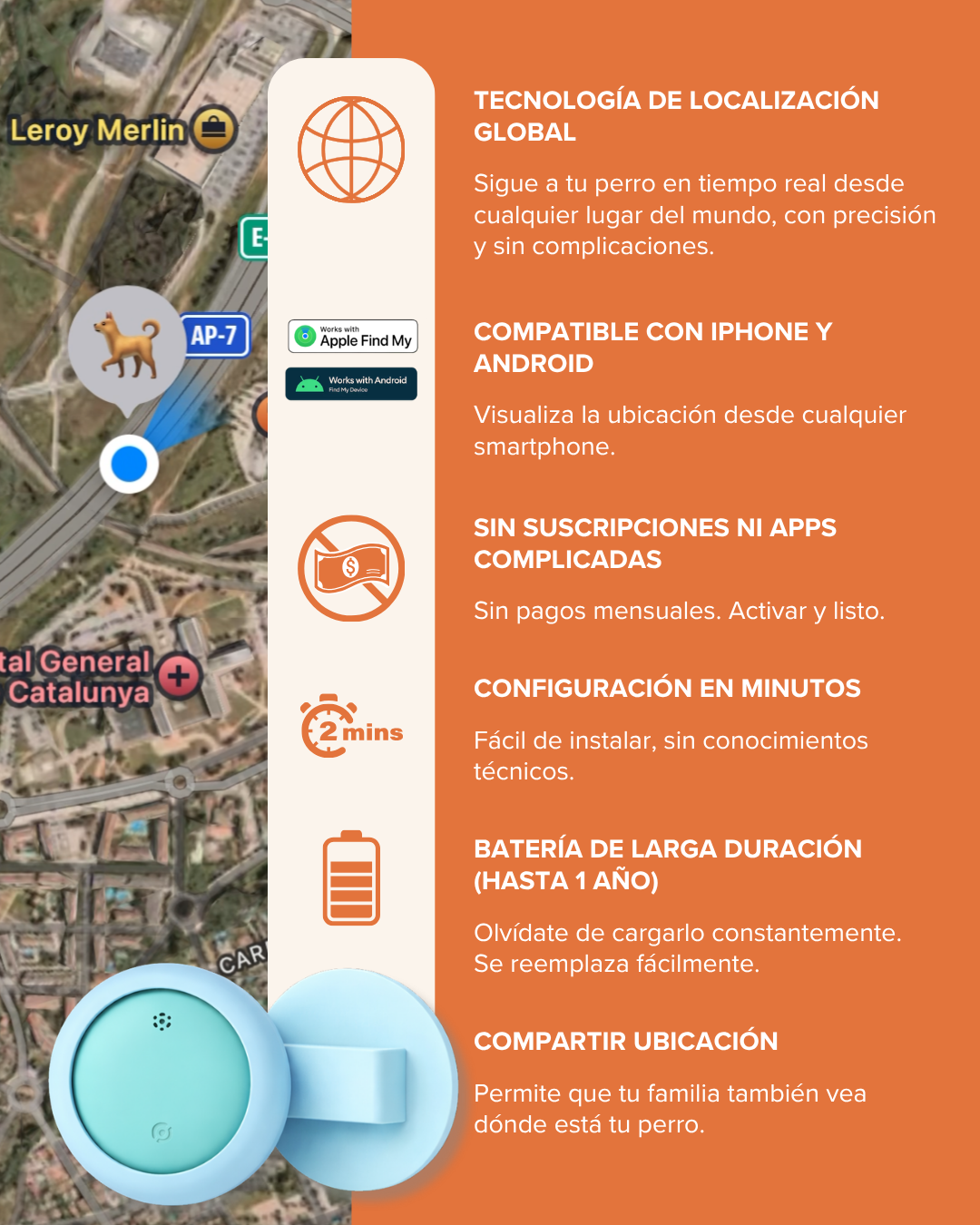 Pet Tracker GPS + Funda Azul